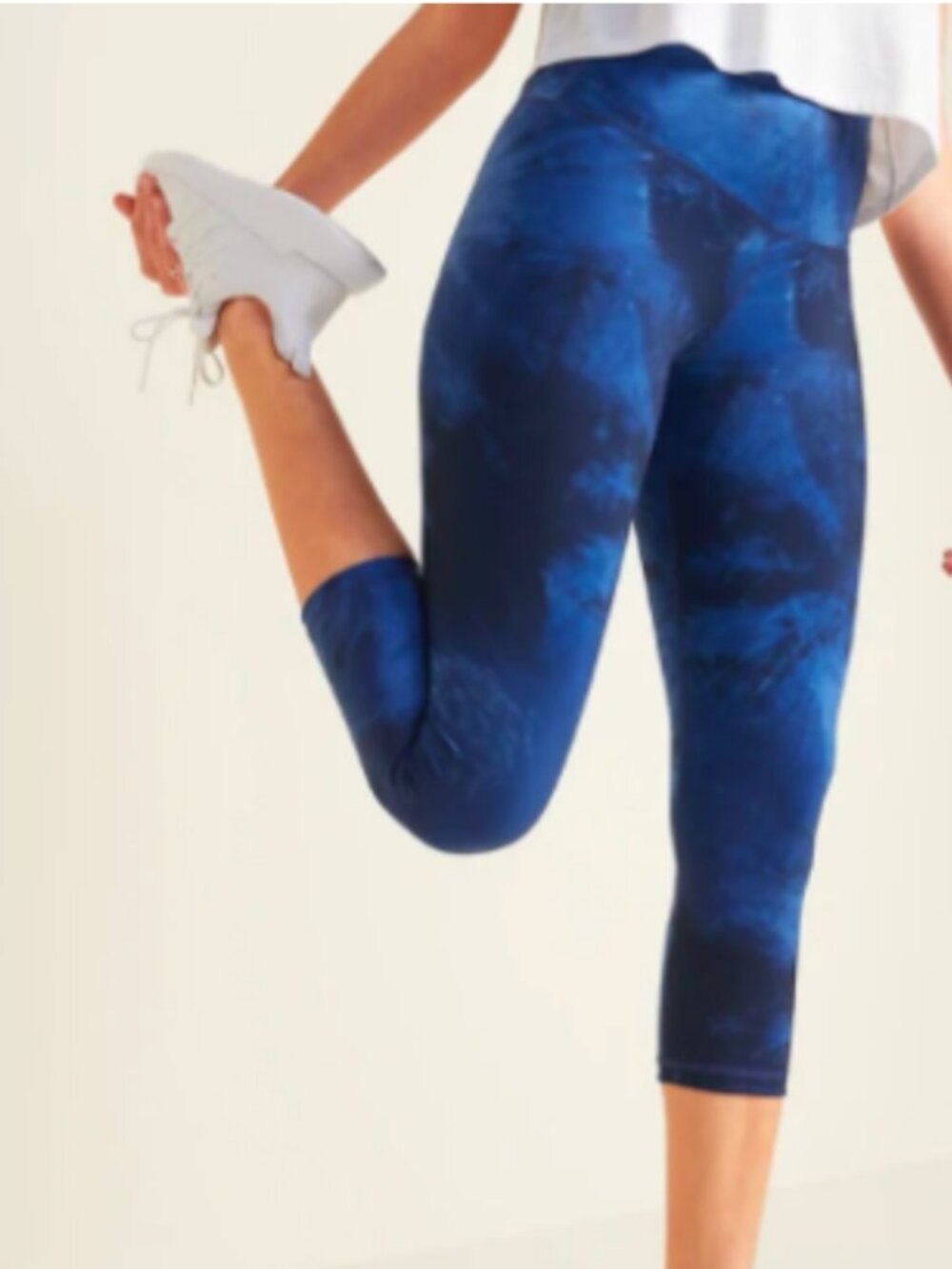 OLD NAVY - High-Waisted Elevate 7/8-Length Leggings - Blue Tie-Dye, SIZE L